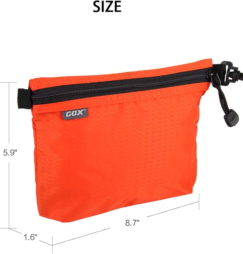 GOX Travel Toiletry Bag, Carry On Small Zipper Pouch, Cosmetic Kit Makeup, Digital Bag, Water Repellent Nylon (Orange)