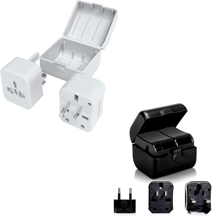 2 Pack Universal Travel Adapter Compact World Travel Adapter Kit All in One Charger Plug Converter with Carry Case for Power Strip Wall Outlet US AU UK CN France DE Europe China Australia Japan