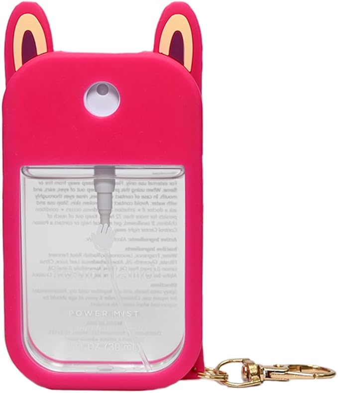 Silicone Case Compatible with Hand Sanitizer Spray, Protective Case with Keychain for Power Mist (Fit for 1 FL OZ), Hand Sanitizer Spray Accessory