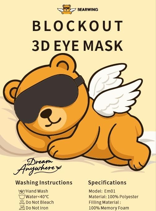 100% Light Blocking Sleep Mask with Storage Bag, Only 0.73oz Light Comfortable 3D Contoured Memory Foam, Blink Freely Eye Masks for Sleep, Travel, Nap, for Men Women Side Sleeper, Black