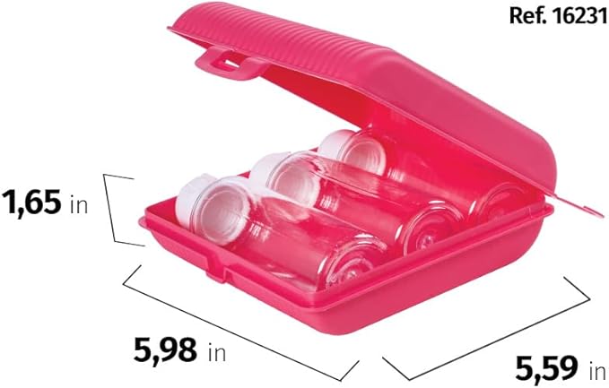 Travel Bottles Kit, Refillable & Leakproof, Toiletries Set with Large Toothbrush Case, Soap Holder and 3 Travel Size Containers 3oz each for Shampoo, Conditioner and Lotion, TSA Approved (Pink)