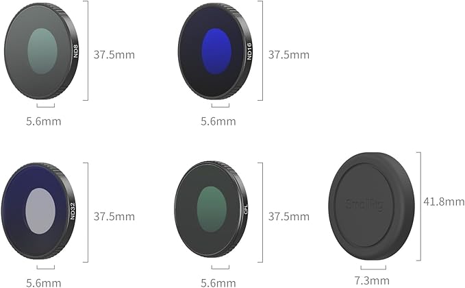SmallRig Threaded Filter Kit for DJI Osmo Action 6, 4 Pack CPL ND8 ND16 ND32 Action 6 Threaded Filters, Accurate Color Reproduction with HD Optical Glass & Lens Silicone Cover - 6036