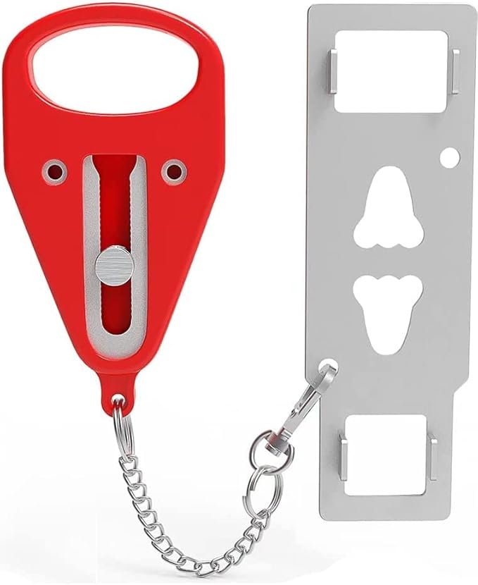 Portable Door Lock for Home Security Travel Lockdown Locker Safety Locks for Additional Safety and Privacy Perfect for Traveling Apartment College Red