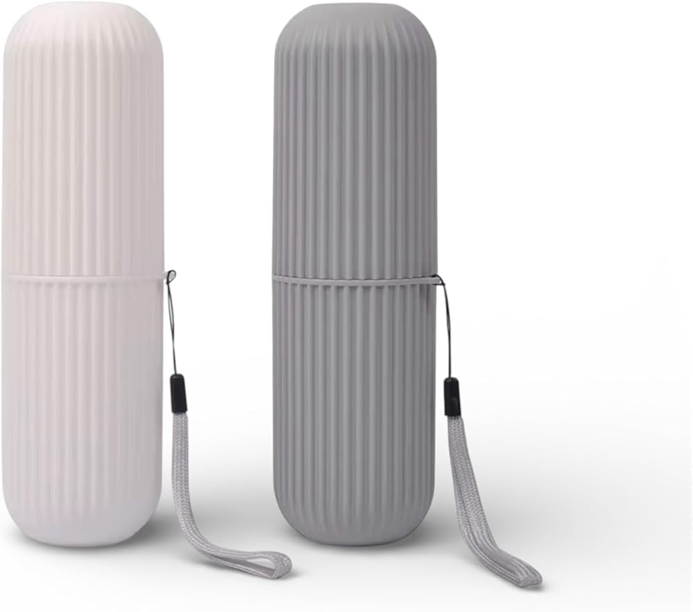 Julaé Travel Toothbrush Holder (2-Pack) – Hygienic Leak-Resistant Case with Rinse Cup – Portable Toothbrush Cover for Travel, Gym & School