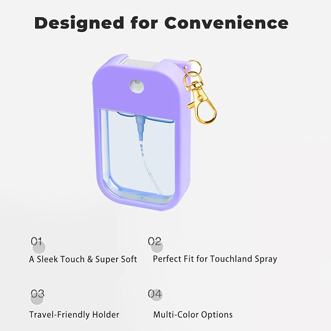 Silicone Case for Touchland Hand Sanitizer Spray 1 FL OZ., Stylish Protective Cover with Keychain Hanging Accessory