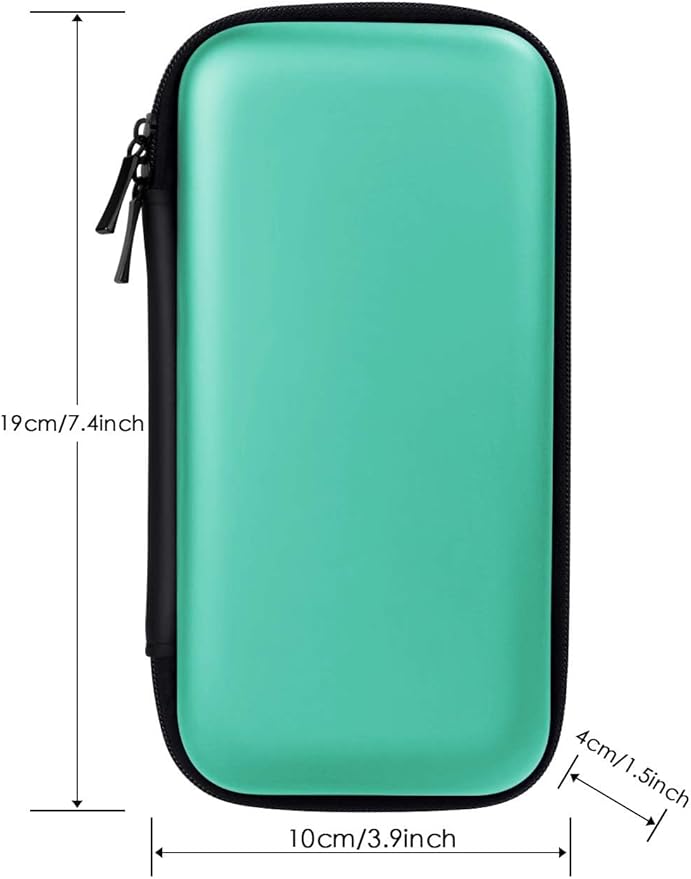 iMangoo Travel Essential Electronics Organizer Pouch Charger Case, Shockproof Dual Zipper Power Bank Cables Tech Accessories Purse, Men & Women Travel Must Have Storage Bag, 6.5x3.2x1 inch Mint