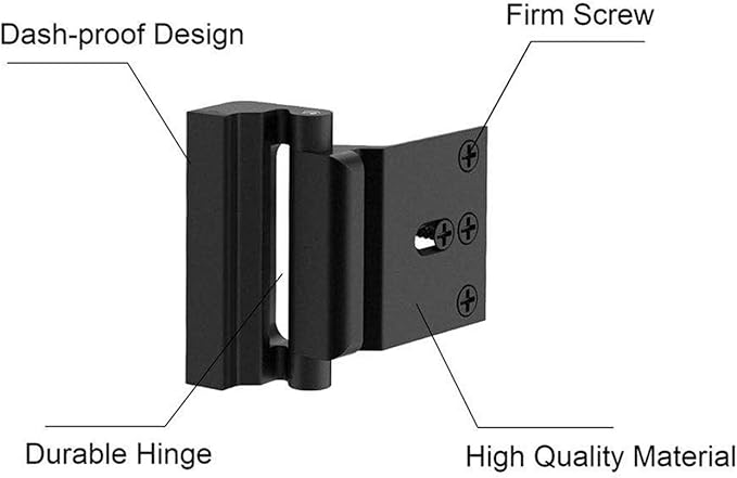 3 Pack Door Reinforcement Locks with 12 Screws, Home Security Door Lock Stop for Toddler, Childproof Door Lock Night Lock Withstand 800 Lbs Black