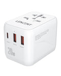LENCENT Universal Travel Adapter, PD20W International Charger with 2 USB Ports & Type-C Fast Charging Adaptor, Worldwide Wall Charger for iPhone,Laptop, USA/UK/EU/AUS (White-20W)