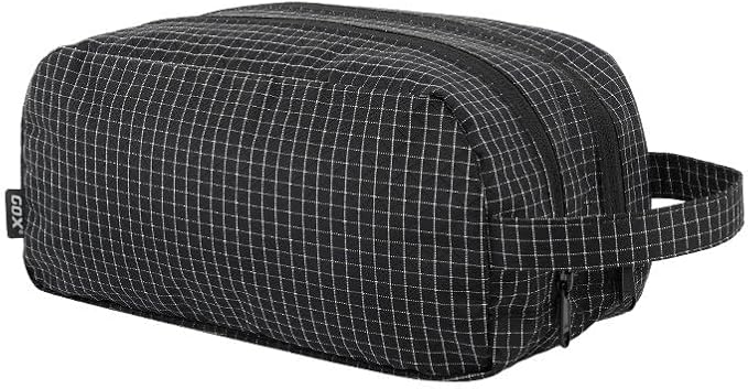GOX Small Travel Toiletry Bag for Men, Dopp Kit, Water-Repellent Nylon, TSA Carry-On Leakproof Cosmetic Organizer (10.4"x5.5"x5.1") & Carry Handle (Black)