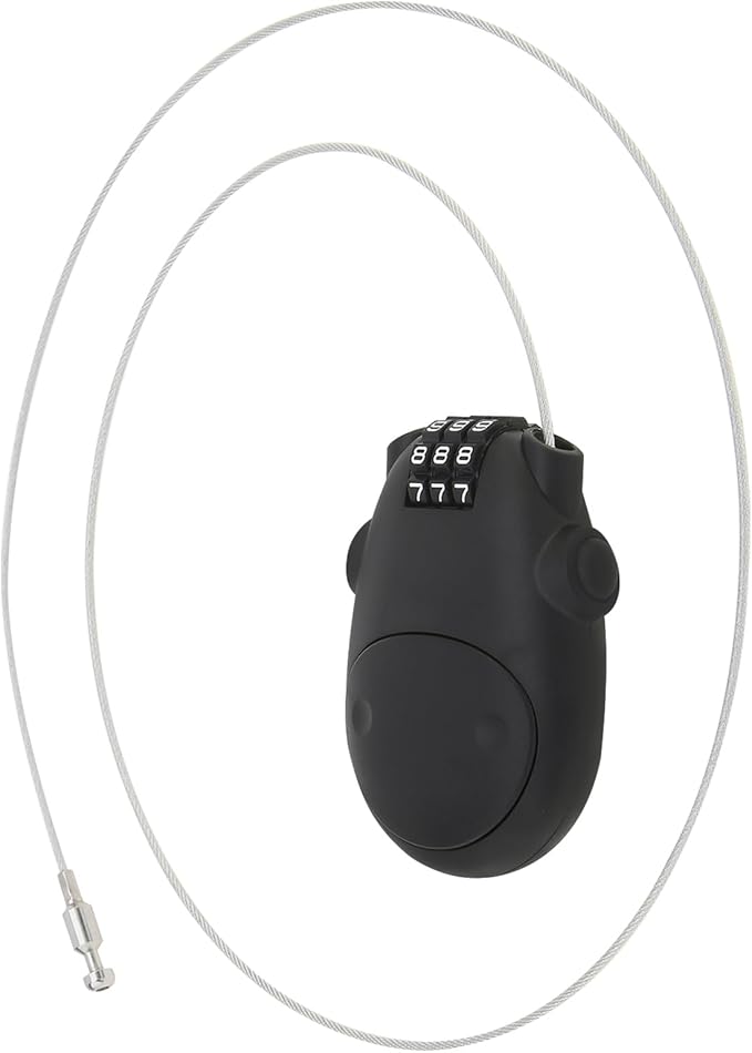 Combination Cable Lock, Cable Luggage Locks with 30 inch Retractable Steel Cable, Travel Lock Combo Mini Lock for Suitcase Stroller Bike (3, Black)