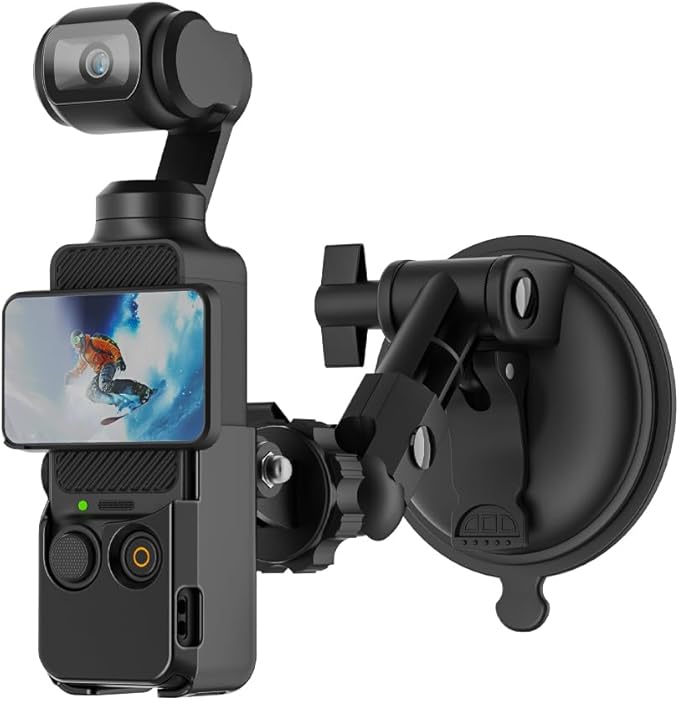 SUREWO Pocket 3 Suction Cup Mount, Car Mount Windshield Window Dash Holder Kit with Expansion Adapter for DJI Osmo Pocket 3,GoPro Hero 13/12/11/10/9/8,DJI Action 5 Pro/4/3 Accessories (for Pocket 3)