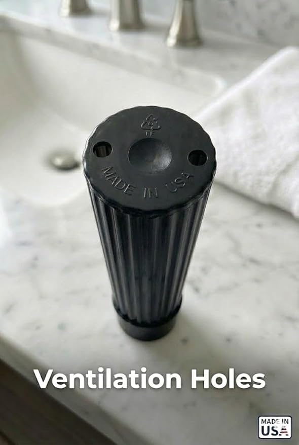 American Comb Toothbrush Holder - Black, Made in USA, with Ventilation Holes, for Toothbrush Covers, Toothbrush Holder, Toothbrush Soft, Durable Design, Hygienic Bathroom Accessory