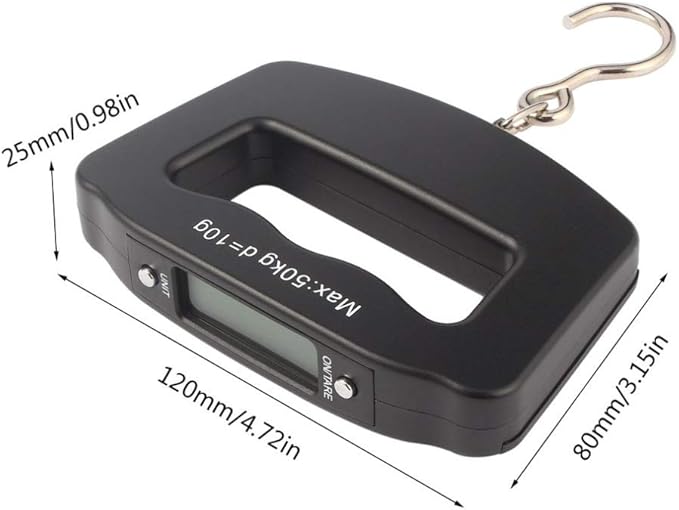 Meichoon Digital Luggage Scale 110lb /50kg, Portable Mini Electronic Scale with Fishing Hook Tare Function Backlit LCD Display for Home Farm Factory Hunting Outdoor C42