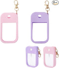 lasuroa 2pcs Hand Sanitizer Spray Case, Thickened Protective Silicone Case Compatible with Touchland Hand Sanitizer Spray with Keychain for 1 Fl Oz Portable Accessory (Pink, Purple)