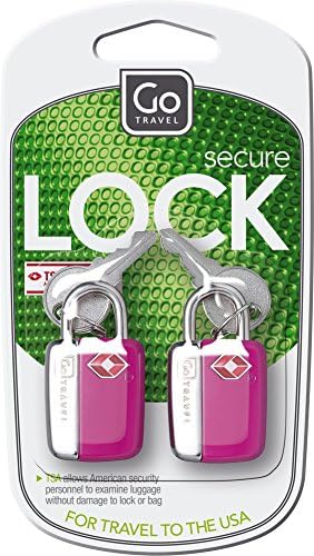 Go Travel TSA Key Padlocks, Suitcase Lock with 2 Keys per Lock, TSA Approved Locks for Luggage, Travel Essentials, Pack of 2