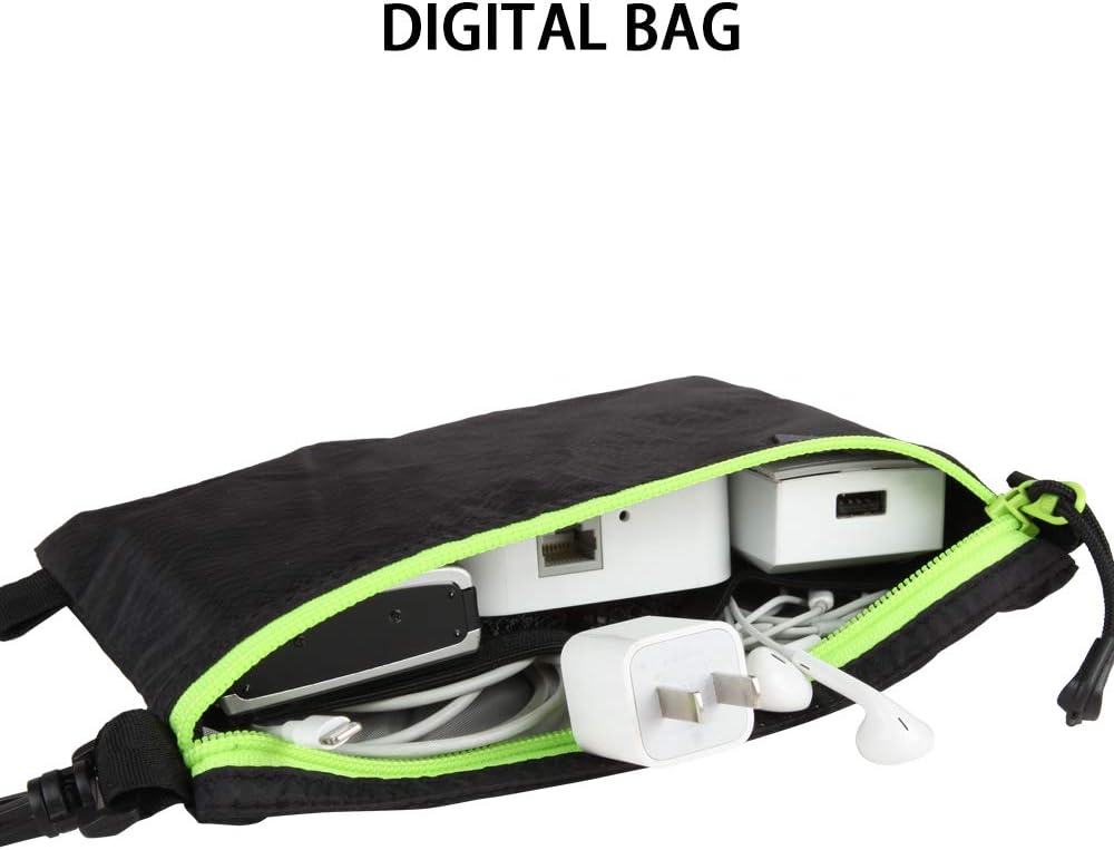 GOX Ultra Light Carry On Small Zipper Pouch, Toiletry Bag, Packing Sack, Makeup Bag, Digital bag,Watre Repellent Nylon (Black)