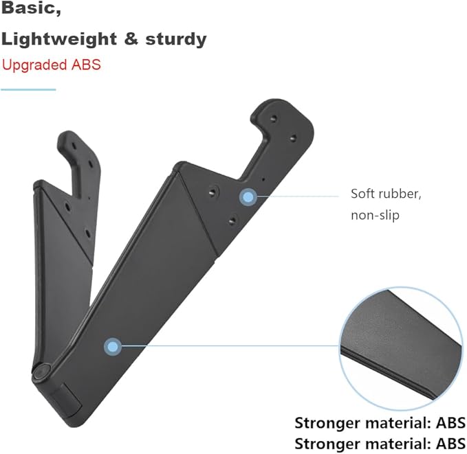 3 Pack Portable Cell Phone Stand for Desk, 【Upgraded Material】 Universal Pocket-Sized Foldable Small Mobile Phone Holder, V Smartphone Kickstand Mount Compatible with iPhone IPads Kindle Android-Black