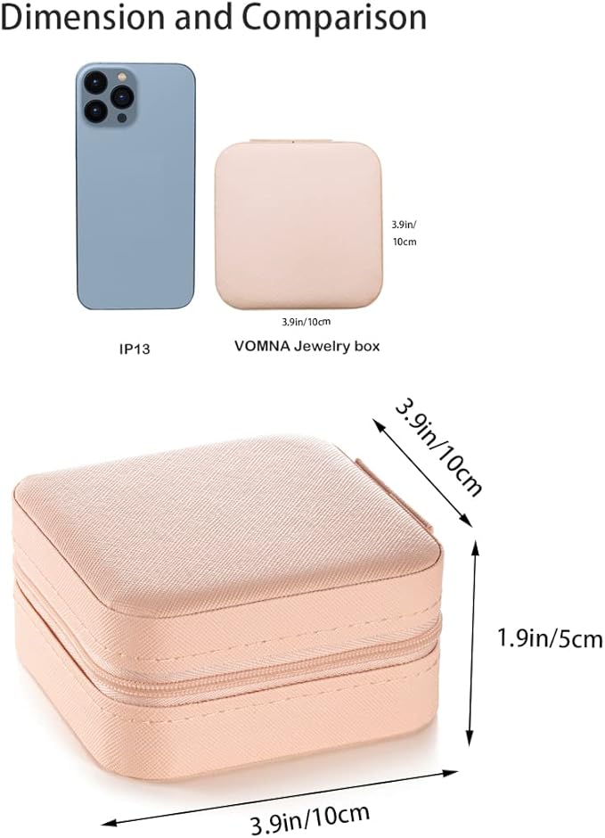 Mini Jewelry Travel Case,Small Jewelry Box,Traveling Jewelry Organizer,Portable Jewellery Storage Holder for Rings Earrings Necklace Bracelet Bangle for Girls Women(Pink - 1 pack)