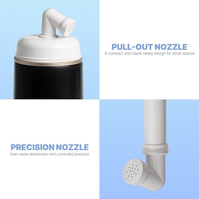 Portable Bidet for Travel & Toilet Hygiene | Handheld Peri Bottle for Women & Men | (12.84oz/380ml) Leakproof Collapsible & Expandable Travel Bidet | Ideal for Postpartum & Personal Hygiene (Black)