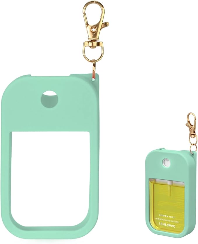 Hand Sanitizer Spray Case Compatible with Touchland Power Mist 1 oz – Silicone Case with Keychain for Touch Land Mist 1 fl oz（30 ml）, Hydrating Hand Sanitizer Accessory for 1 fl oz(Green)