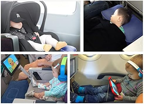 Inflatable Travel Foot Rest Pillow, Adjustable Height Leg Rest Pillow for Cars, Home, Office, Trains, Airplane, Make a Flat Bed for Baby, Kids, Toddlers, Blue, 2 Pack