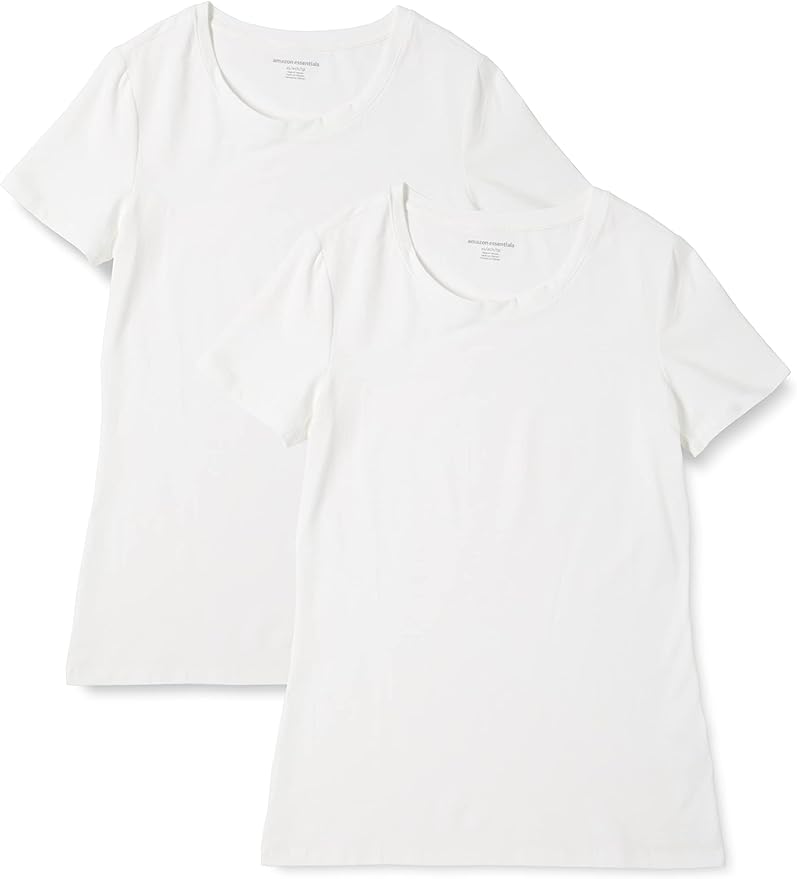 Amazon Essentials Women's Regular-Fit Short-Sleeve T-Shirt (Crewneck and V-Neck Options), Multipacks