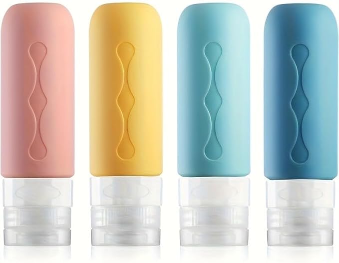 Leak-proof travel toiletries bottle, refillable with shampoo, conditioner, lotion, and shower gel (multi-color).