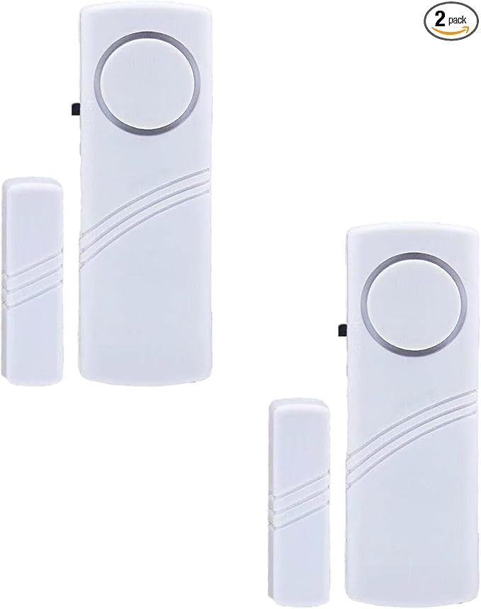 2 Pack Window Door Alarm System - No Batteries for Home, Kids Safety, Pool, Garage, Apartment, Dorm, RV, Office