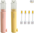 Tizee Mini Folding Toothbrush Set - 2 in 1 Portable Travel Toothbrush with Cover and Toothpaste Case, Foldable and Replaceable Heads for Home, Travel, Outdoor, Hiking, Camping, 2 Sets
