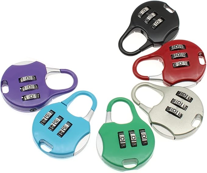 6 Pcs Luggage Combination Locks Padlock 3 Digit Zinc Alloy Password Padlock Small Safe Combination Padlock Backpacks Bags Schoolbags for Suitcases Luggage Briefcases (6 Colors) 彩色混色
