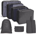 7-Piece Travel Packing Cube Set, Waterproof Luggage Organizers with Shoe Bag, Beige (Black)