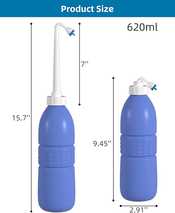 Hibbent 2 Pack 620ml Portable Bidet Sprayer for Women or Men, Handheld Travel Bidet for Personal Hygiene, Jet Spray Bottle for Toilet & Bathroom, Peri Bottle for Postpartum Care, Travel Bag, Purple