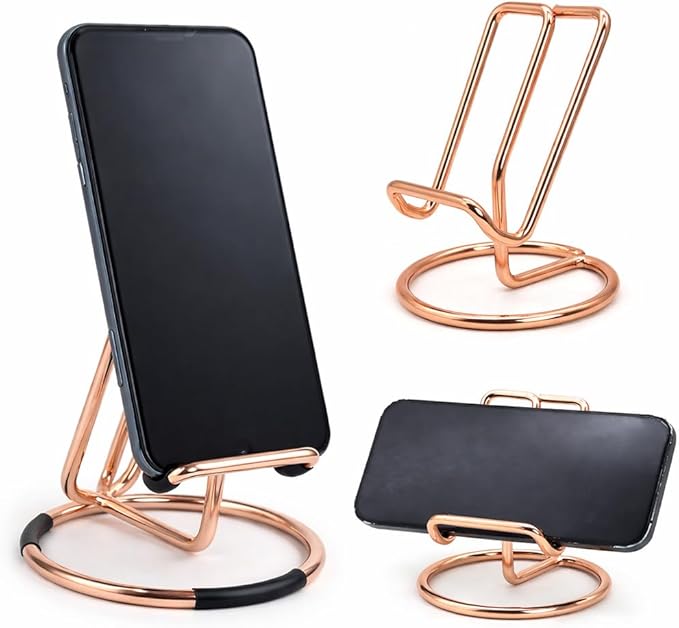 Mizi Cell Phone Stand for Desk – Metal Mobile Phone Holder Compatible with iPhone, iPad, Switch & All Smartphones – Cute, Classy Stylish Display Stand – Rose Gold