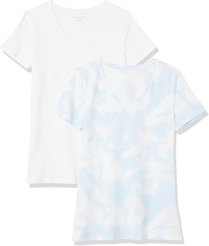 Amazon Essentials Women's Regular-Fit Short-Sleeve T-Shirt (Crewneck and V-Neck Options), Multipacks
