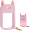 Hand Sanitizer Spray Silicone Case Compatible with Touchland 1 FL. OZ./30 mL, Cute Ears Design Hand Sanitizer Mist Accessory with Keychain (Pink, 1 Pack)