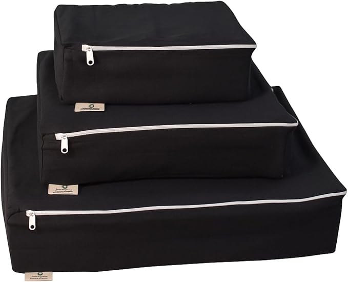 Packing Cubes Bag Pure Canvas Travel Organizers (10"x7"x3x") with Durable YKK Zippers for Clothes, Shoes & Luggage Storage (Set of 3 SMALL, Black)