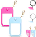 2 PCS Soft Silicone Case for Touchland Power Mist (1FL. OZ./30 mL), Protective and Stylish Case with Keychain Compatible with Touchland Hand Sanitizer Spray (Hot Pink/Blue)
