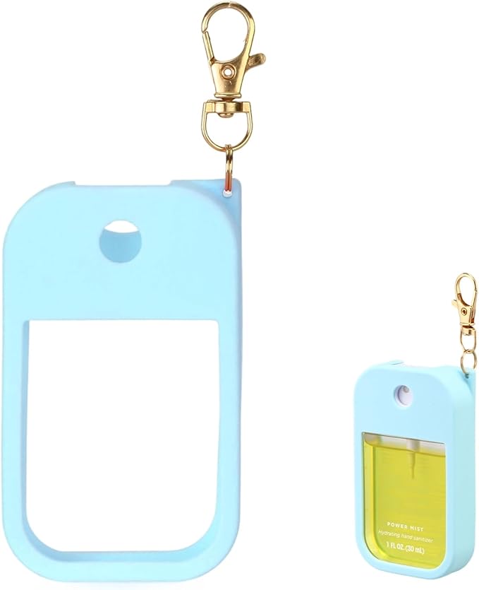 Hand Sanitizer Spray Case Compatible with Touchland Power Mist 1 oz – Silicone Case with Keychain for Touch Land Mist 1 fl oz（30 ml）, Hand Sanitizer Accessory for 1 fl oz (Blue, 1 Pack)