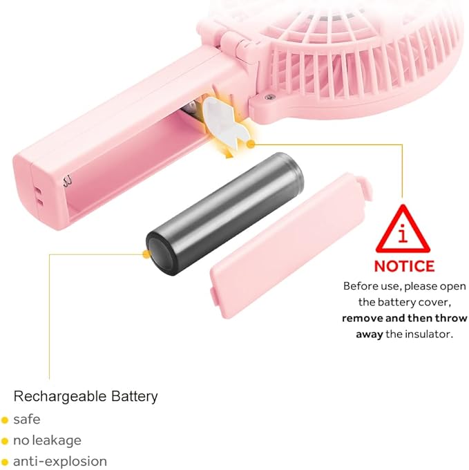 EasyAcc Mini Handheld Fan, Personal Cooling Fan Folding USB Desk Fan Small Portable Table Fan for Travel Camping Outdoors Office Home - Pink…