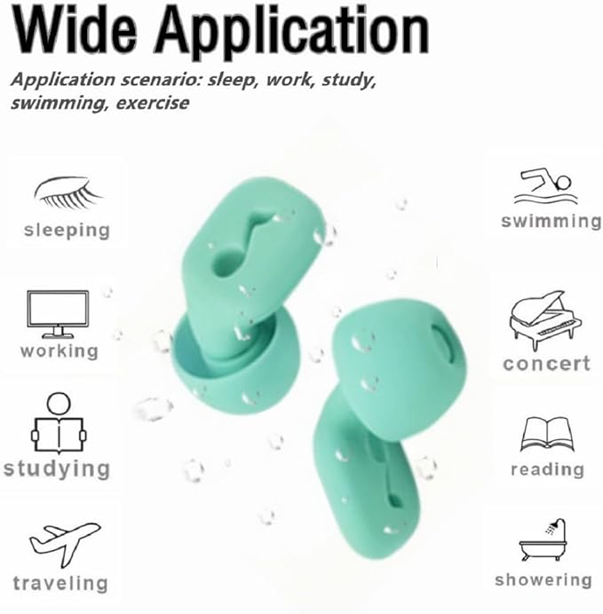 Ear Plugs for Sleeping Noise Cancelling, 2 Pairs Ear Plugs for Sleeping 32dB Silicone Ear Plugs for Noise Reduction, Swimming, Sleeping, Concert & Hearing Protection