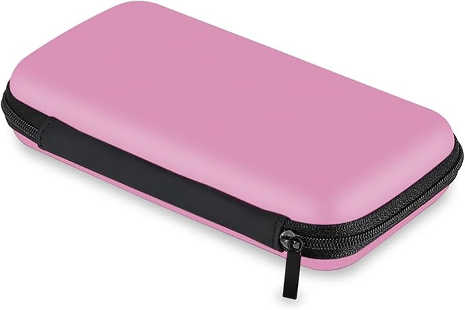 iMangoo Travel Essential Electronics Organizer Pouch Charger Case, Shockproof Dual Zipper Power Bank Cables Tech Accessories Purse, Men & Women Travel Must Have Storage Bag, 6.5x3.2x1 inch Pink