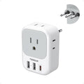 TESSAN Italy Travel Plug Adapter, Type L Adapter for Travel with 4 Outlets 3 USB Ports (1 USB-C), Power Adaptor for US to Italy Chile Rome Uruguay Milan Libya