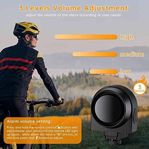 ONVIAN Wireless Bike Alarm with Remote, 115dB Loud Bicycle Anti Theft Alarm Vibration Motion Sensor System, USB-C Rechargeable Bike Alarms for Ebikes, Motorcycle, Scooter, Car, IPX5 Waterproof