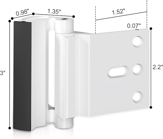 Door Reinforcement Lock Withstands 800lbs of Force - White Extra Proof Door Lock for Kids Safety Drilling Required, Prevents Unauthorized Entry, Add a Door Security Lock for Home Safety & Privacy