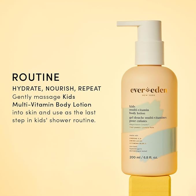 Evereden Kids Travel Essentials Set: Clean & Vegan 5-Piece Skin Care Set for Kids | Body Wash, Lotion, Face Wash, Cream, 2-in-1 Shampoo & Conditioner | TSA-approved | Travel Size Toiletries