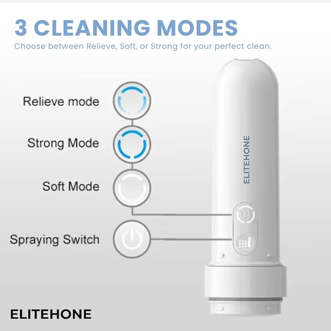 Portable Bidet for Travel - Rechargeable – USB-C Personal Hygiene Cleaner with Adjustable Water Pressure, 3 Modes, Compact & Lightweight for Home, Office & Outdoor Use, IPX7 Waterproof
