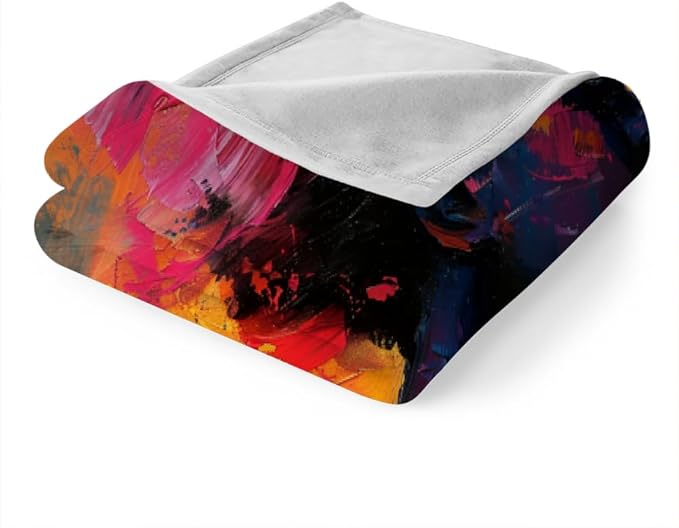 African Throw Blanket, Fleece Blanket for Couch Bed Sofa, Woman Exotic Blankets and Throws, Hippie Art Super Soft Cozy Plush Flannel Blanket, 50 x 60 in, Watercolor Abstract