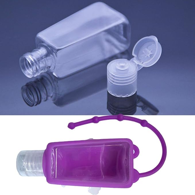 6Pcs Travel Size Kids Empty Hand Sanitizer Bottles with Keychain Holder Detachable Silicone Protective Case 30ml Plastic Travel Bottles Leak Proof Refillable Containers - Fruit & Cake