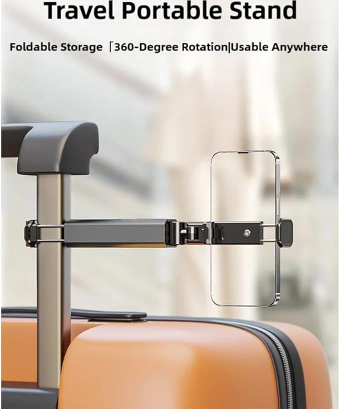 ARFUKA Airplane Phone Holder Adjustable Travel Essentials Phone Holder Mount Desktop Aluminum Handsfree Phone Stand with 360 Rotation for Flying Home Office