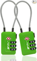TSA Accpeted Luggage Travel Lock, Set-Your-Own Combination Lock for School Gym, Golf Bag, Locker, Luggage Suitcase Baggage Locks, Filing Cabinets, Toolbox, Case (Green, 2 Pack)